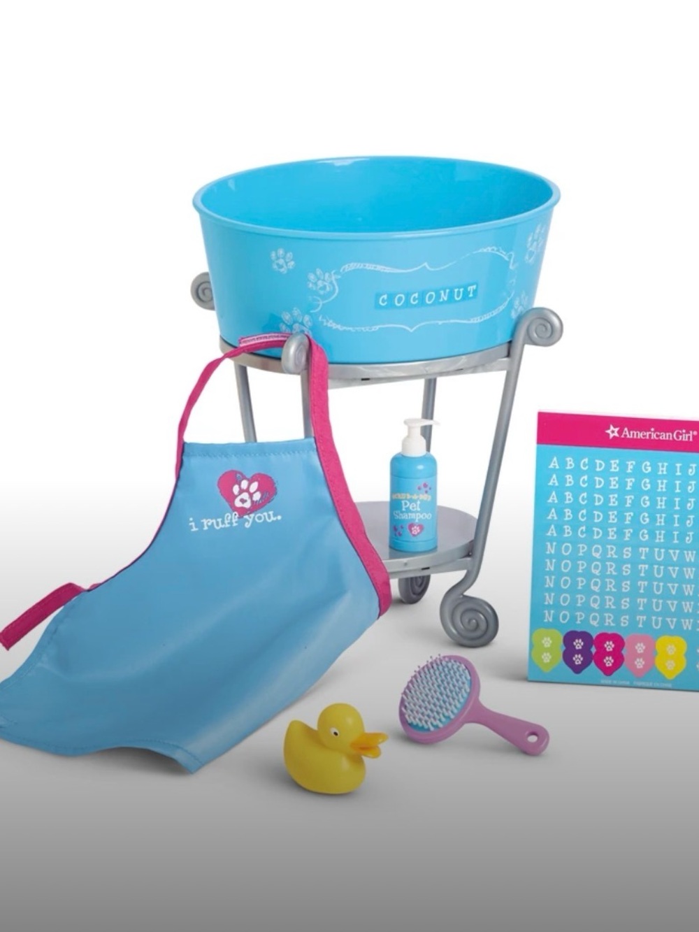 American Girl Blue & Pink Coconut Pet Bath Play Set
